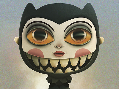 Mask Doll cartoon eyes illustration portrait procreate app texture