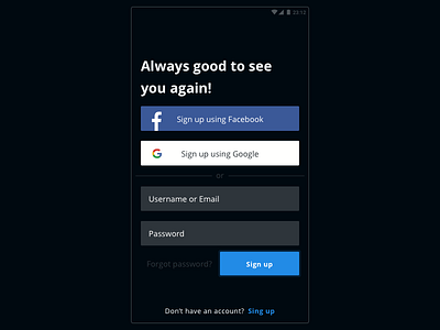Sign In dark minimal mobile sign in simple ui ux