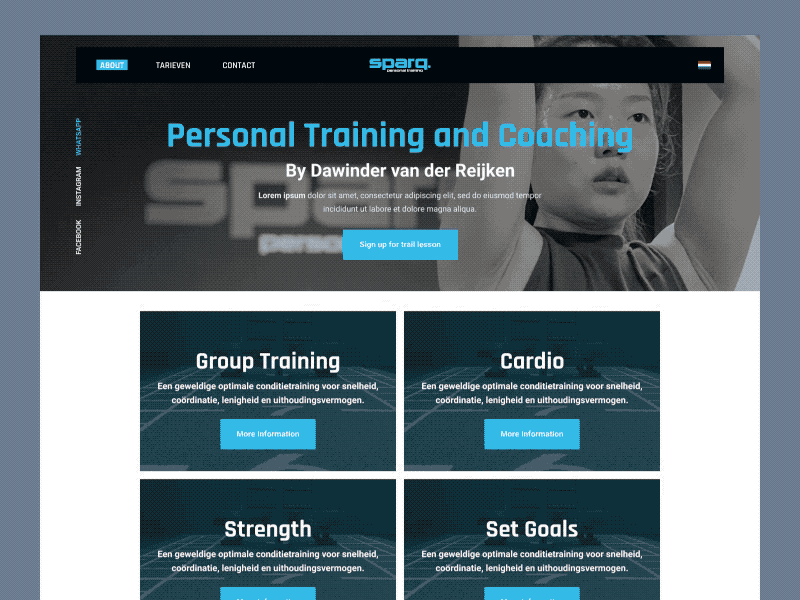 Personal Training theme blue ui website wordpress