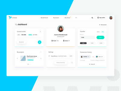 Wings crowdfunding platform dashboard bitcoin crowdfunding crypto dashboard platform profile wallet