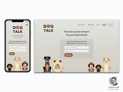 Social Pet-Network Landing Page dog dogs landingpage pet pets social network ui design ux design