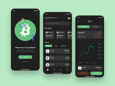 CryptoWallet - A Cryptocurrency Wallet app app design bitcoin crypto cryptocurrency design figma mobile ui wallet