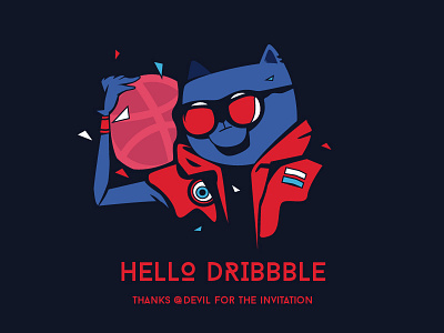 Dribbble First Shot! 2d cat debuts dream dribbble hello illustration invite shot