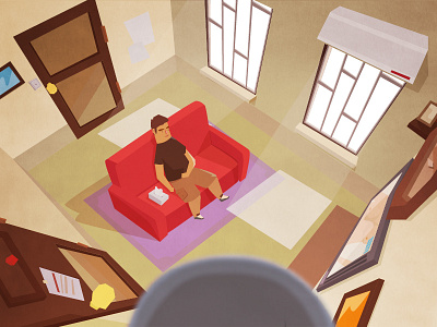Relax! You'll Be More Productive 2d background cat character dream illustration relax room shot