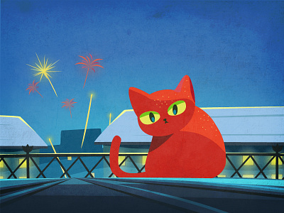 Red Cat 2d cat character illustration new year shot