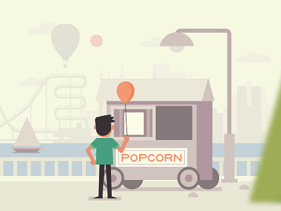 Popcorn 2d character flat illustration popcorn shot