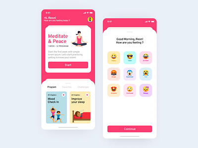 Meditation app (Light Version) app brandidentity covid19 dailyinspiration dailyui design dribbble graphicdesign health app illustration iphone x logoinspiration meditation app mental health mobile ui mobileapp ui uidesign uiux ux