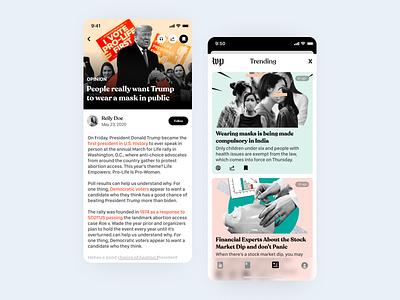 The Washington Post | Mobile app redesign concept #2 app design branding dailyui design dribbble icon illustration logo mobile mobile ui mobileapp news app newsfeed popular design redesign typography ui uidesign ux website