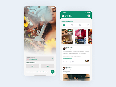 Weedly | Cannabis app | Onboarding & Community screen