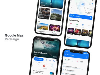 Google Trips Redesign app design flat google ios minimal mobile app mobile ui mobileapp redesign redesign concept travel app ui ui design uiux uiuxdesign ux ux designer