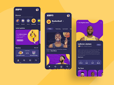 Sports News App | Dark Mode daily daily 100 challenge daily ui dailyui dark dark app dark theme dark ui figma mobile app mobile app design mobile ui mobileapp sketch sketchapp ui