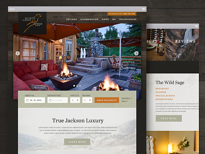 Rusty Parrot hotel jackson lodge luxury resort texture travel ui vacation visual design web design wood