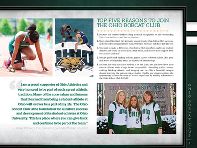Ohio Bobcat Club Brochure bobcat brochure donors layout ohio publication pullquote sports