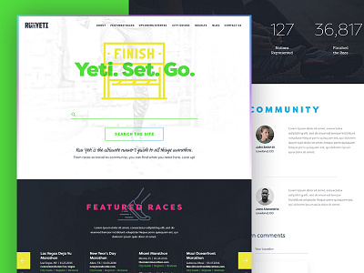 Run Yeti athletics home page marathon modern neon race running sport ui visual design web design website