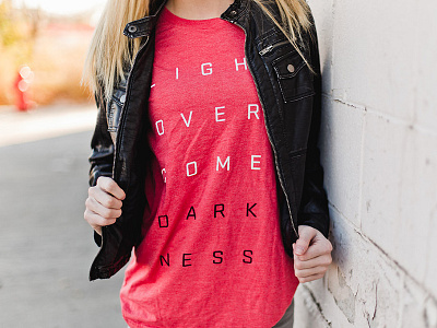 Light Overcomes Darkness apparel christian clothing doxology here below lifestyle light red t shirt tee