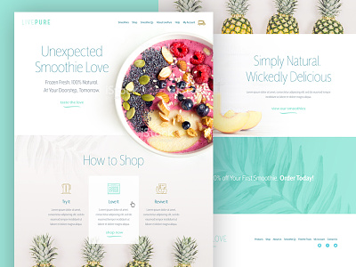 Smoothie Website aqua banana leaf food fruit health pineapple smoothie smoothie bowl ui web design website