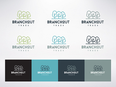 Branchout Trees branch brand identity branding color palette design studio graphic design logo modern tree farm trees