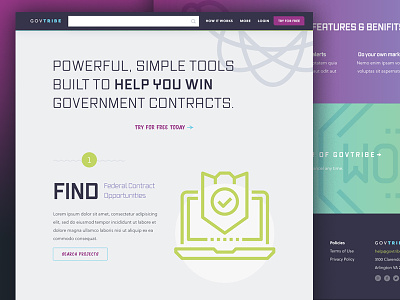 GovTribe Website Redesign contracts digital federal gov government home page modern ui visual design web design