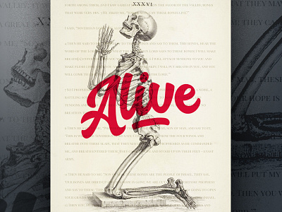 Ezekiel 37 alive bible bones cover design studio ezekiel graphic design overlay scripture skeleton typography valley of bones