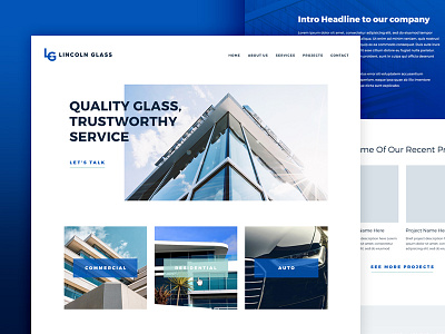 Lincoln Glass Website architecture corporate glass home page lincoln nebraska ui ux visual design web design website