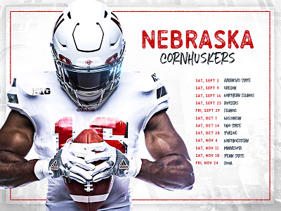Huskers Schedule Card athletics college cornhuskers football huskers nebraska poster schedule card sports