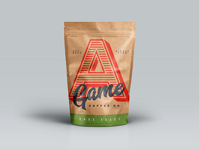 A Game Coffee Co. bag beverage brand identity branding coffee dark roast packaging typography