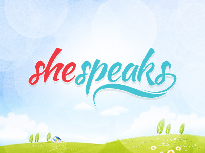 She Speaks, v.2 conference feminine logo script she speaks swirl women