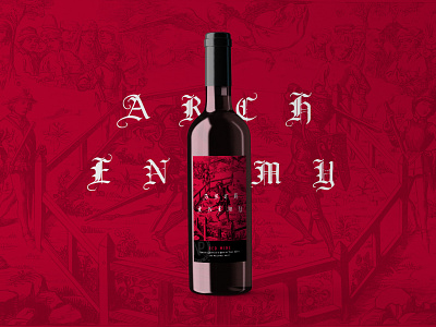 Arch Enemy Wine Label beverage beverage branding brand identity mockup packaging packaging design red wine vintage wine wine bottle wine branding wine label design