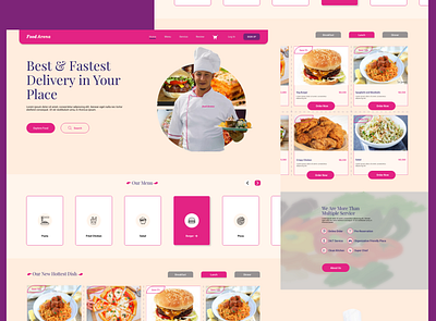 Food Arena Delivery Web App Landing Page design ecommerce food landing page landing page ui user experience ux