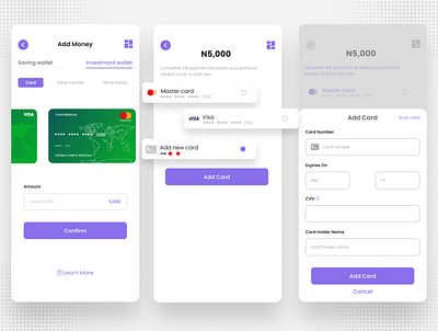 Saving App add card add money design fintech mobile app ui user experience ux