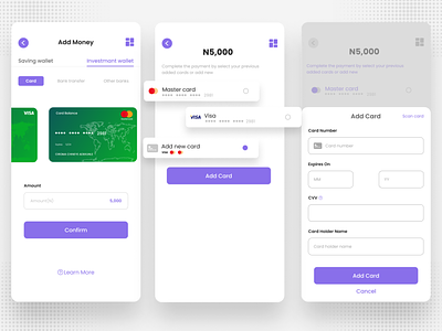 Saving App add card add money design fintech mobile app ui user experience ux