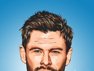 Chris Hemsworth. cartoon digital illustration graphic design illustration vector art vector illustration vector portrait