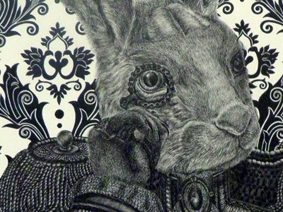 Nobleman The Fibber Detail art detail drawing fibber fine hare ink ornament paper rabbit