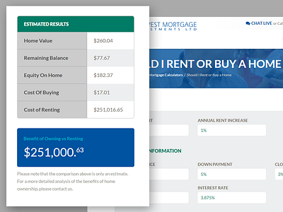 Mortgage Calculator calculator design loan mortgage results table ui website
