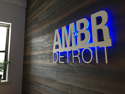 AMBR Detroit Wall Sign branding decor detroit logo office sign signage