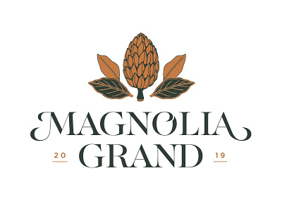 Magnolia Grand Unused Direction Pt. I branding copper illustration logo magnolia monogram serif southern type typography upscale