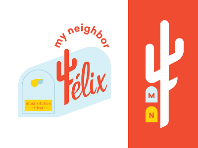 My Neighbor Felix - Unused Direction badge icon logo mexican restaurant monogram pattern restaurant restaurant logo