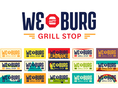 WeBurg Brand Identity america americana branding burger burger restaurant icon illustration license plate logo logotype restaurant retro road typography vintage