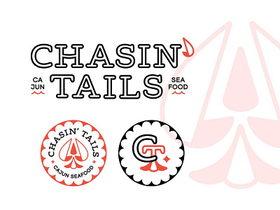 Chasin' Tails Unused Logo Direction abstract badge brand branding cajun design graphic design icon illustration logo logotype restaurant seafood seal typography