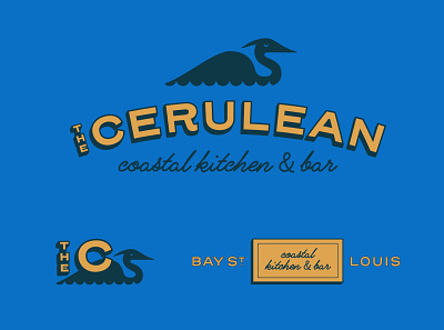 Unused Brand Direction for The Cerulean animal branding design heron logo logo design mascot restaurant restaurant brand seafood type typography