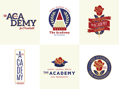 The Academy academy agd alpha gamma delta branding education feminine logos rose sorority