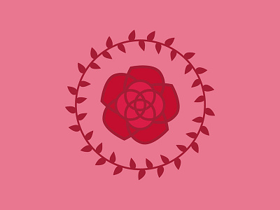Coming up Roses II floral geometric icon illustration logo pink rose sorority vine