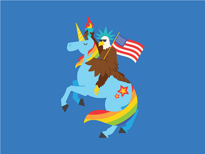 All the Patriotism america bald eagle flag fourth of july holiday illustration unicorn