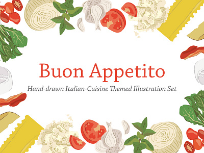 Buon Appetito Illustration Set creativemarket food fresh illustration italian organic set