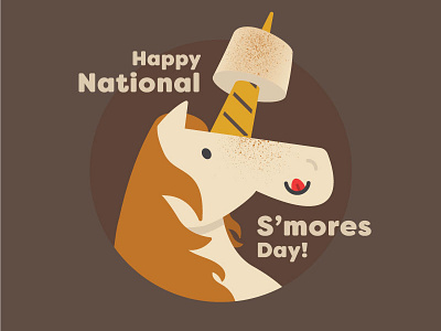 Happy National S'mores Day! graham cracker illustration marshmallow smore unicorn