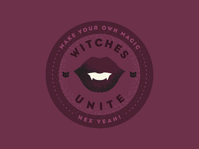 Witches Unite badge cats lips logo purple texture witch