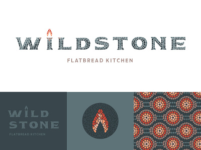 Wildstone Flatbread Kitchen III branding fire flame logo mosaic orange pattern red restaurant tile