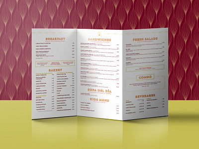 La Segunda Menu Design bakery cuban gold maroon menu menu design print trifold