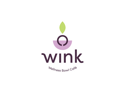 Wink Wellness Bowl Cafe II acai bowl fruit fruity icon leaf logo meditation purple wellness yoga