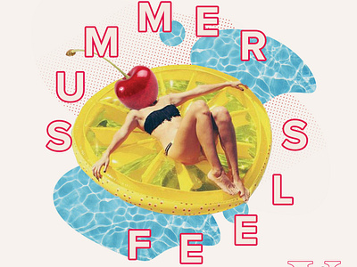 Summer Feels collage design illustration pink pool surreal